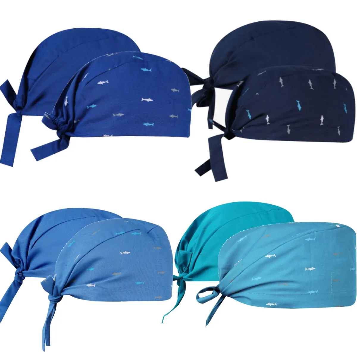 Uniform Craft Fish Print Scrub Combo Caps