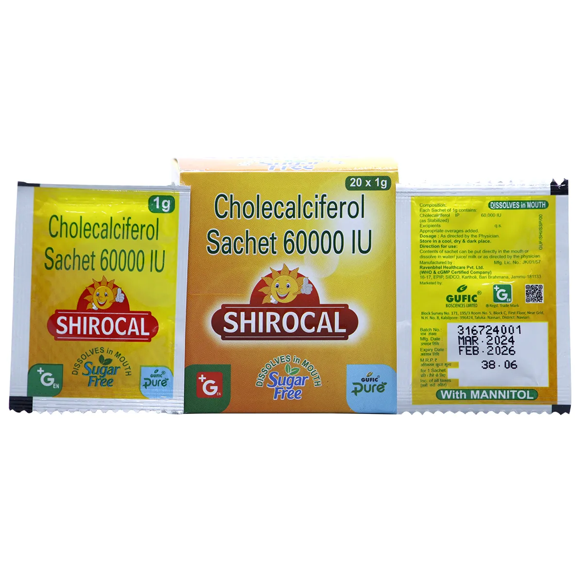 Gufic Pure Shirocal Cholecalciferol Sachet