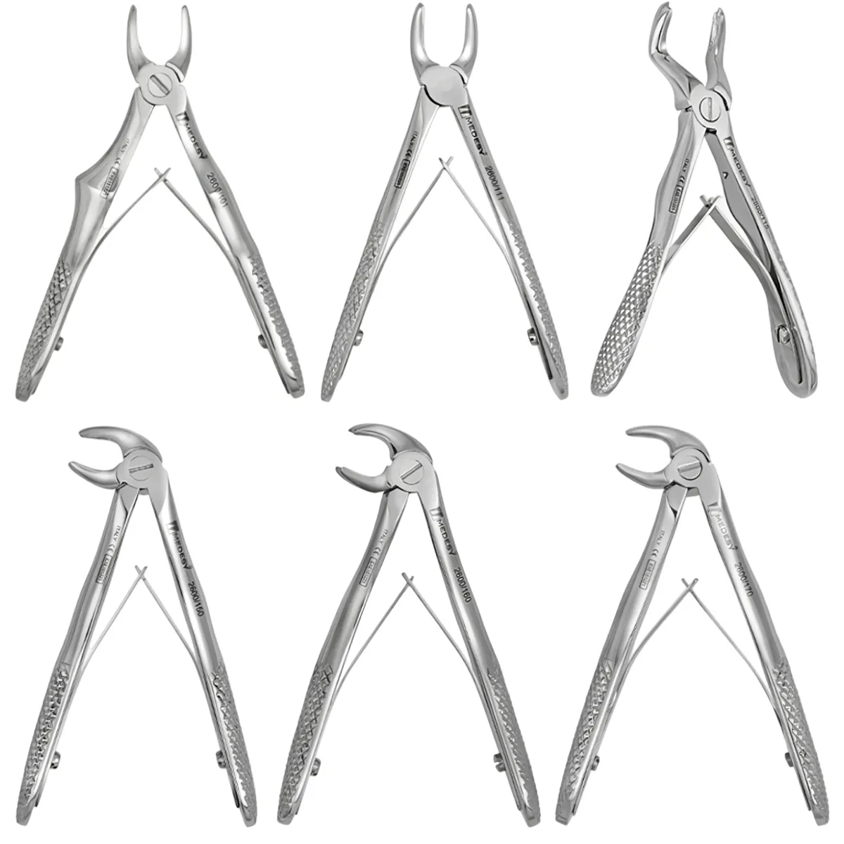 Medesy Pedodontic Extraction Forceps With Spring - 2600 (Set of 6 pcs)