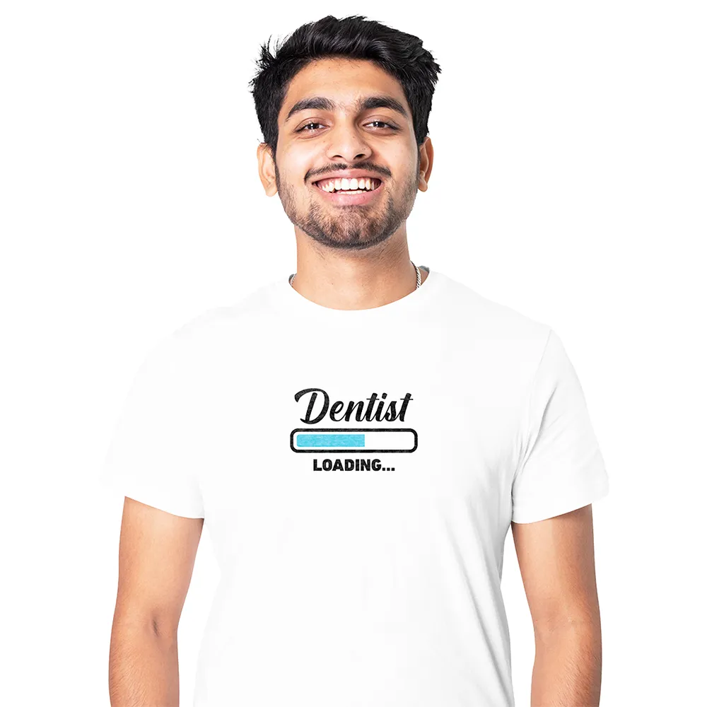 DentiCrew Round Neck Cotton T-Shirts White - Dentist Loading