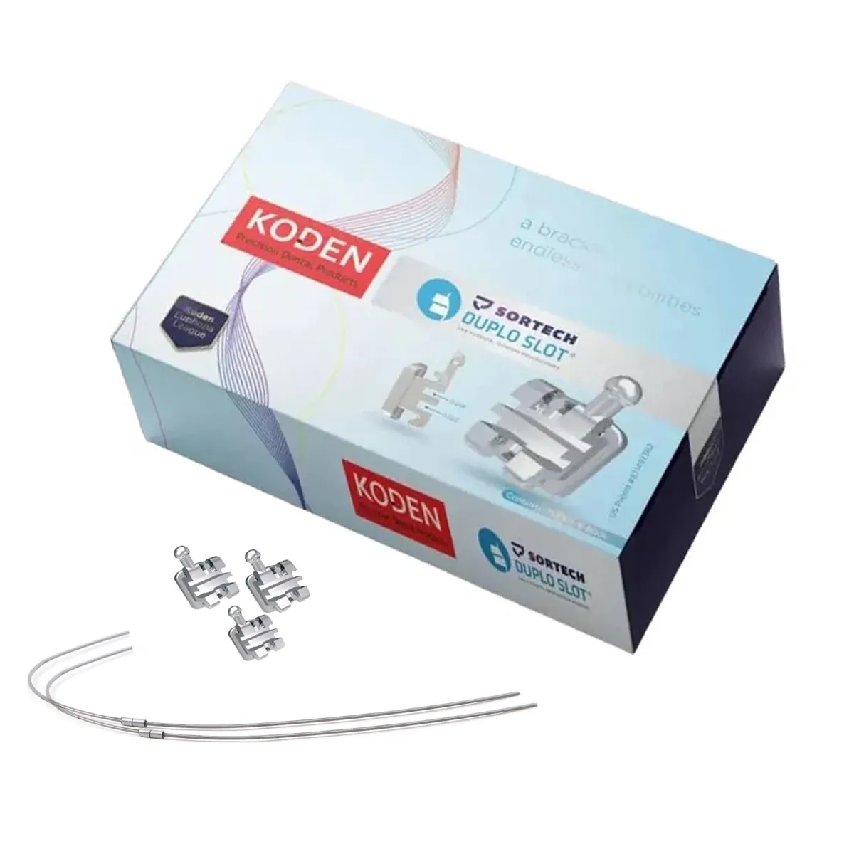 Koden Duploslot Conventional Metal Bracket 7 x 7 Kit With 3 Sets of Cu NiTi Archwires