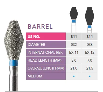 Prima Dental Barrel Bur FG Diamond (Pack Of 5 Burs)