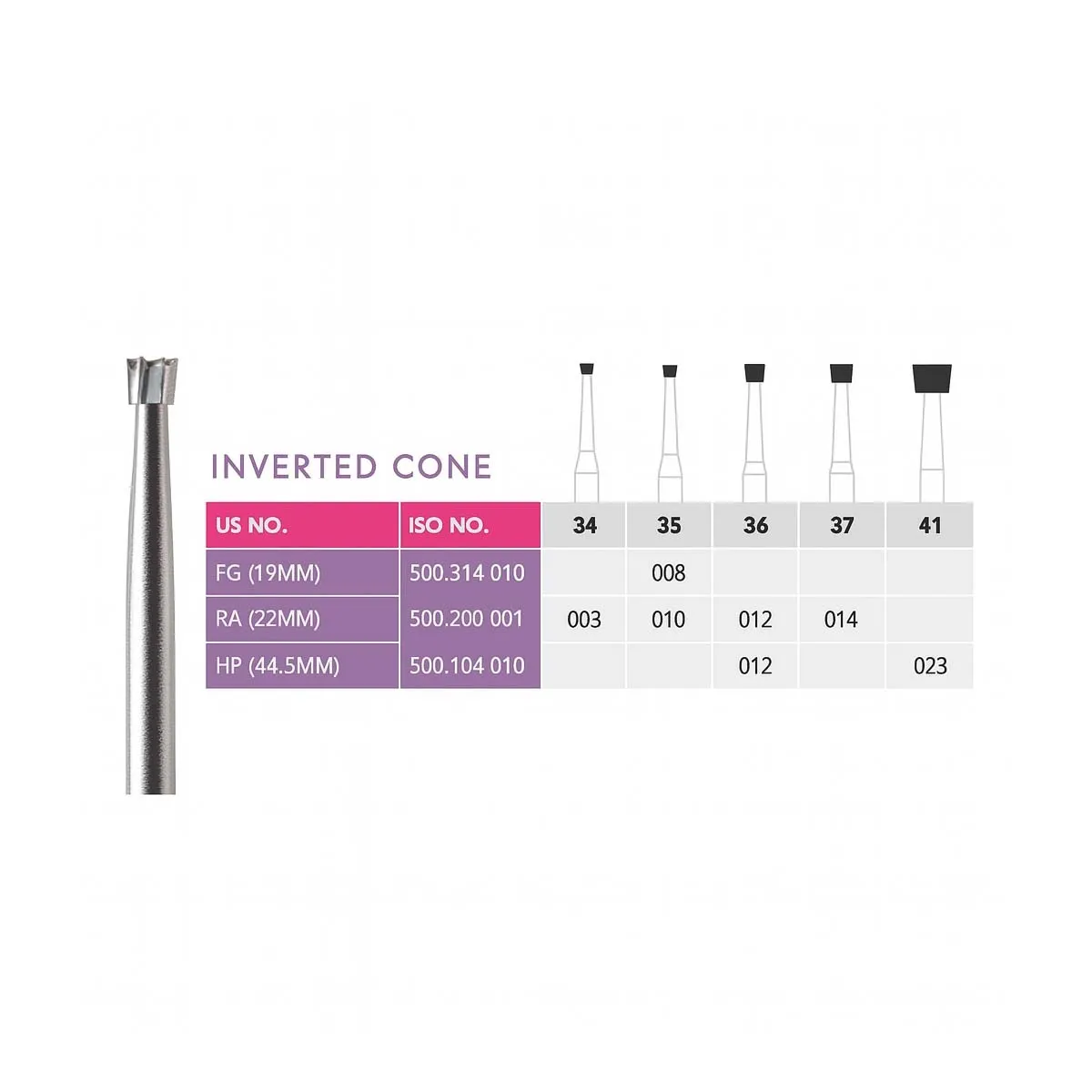 Prima Dental Inverted Cone Bur 