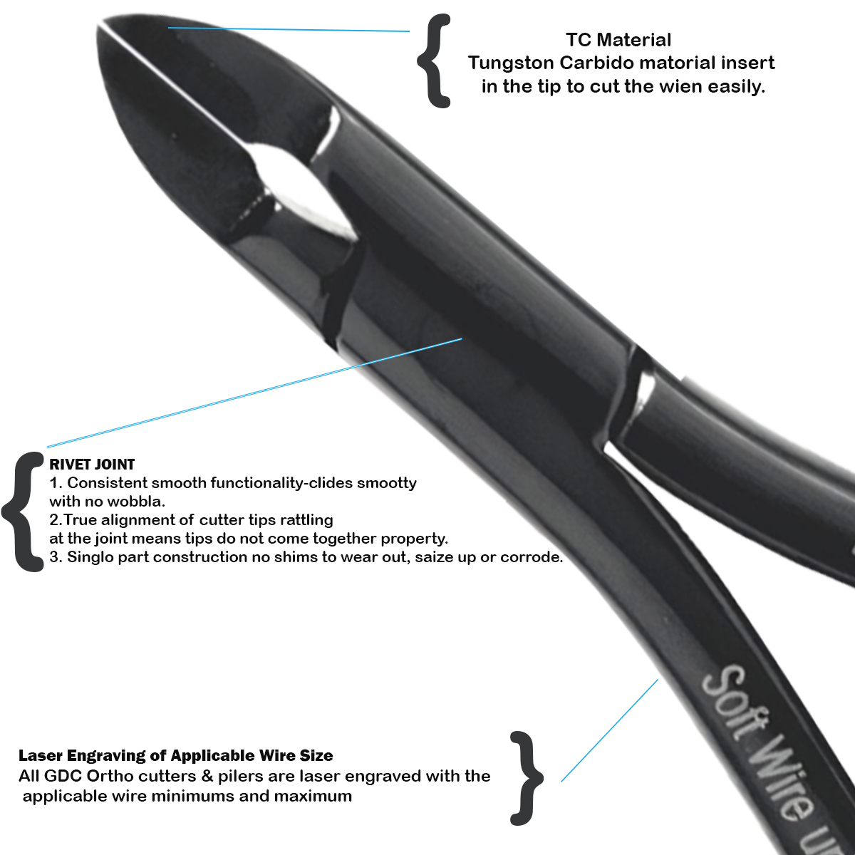 GDC Orthodontics Black Line Cutter - Pin Ligature (3200/708)
