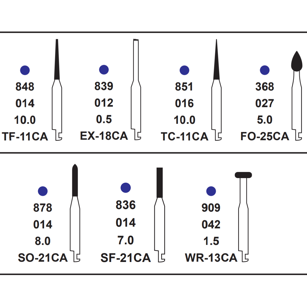 Pivo Crown Preparation Micromotor Burs Kit - Contra-Angle Handpiece (Set Of 7)