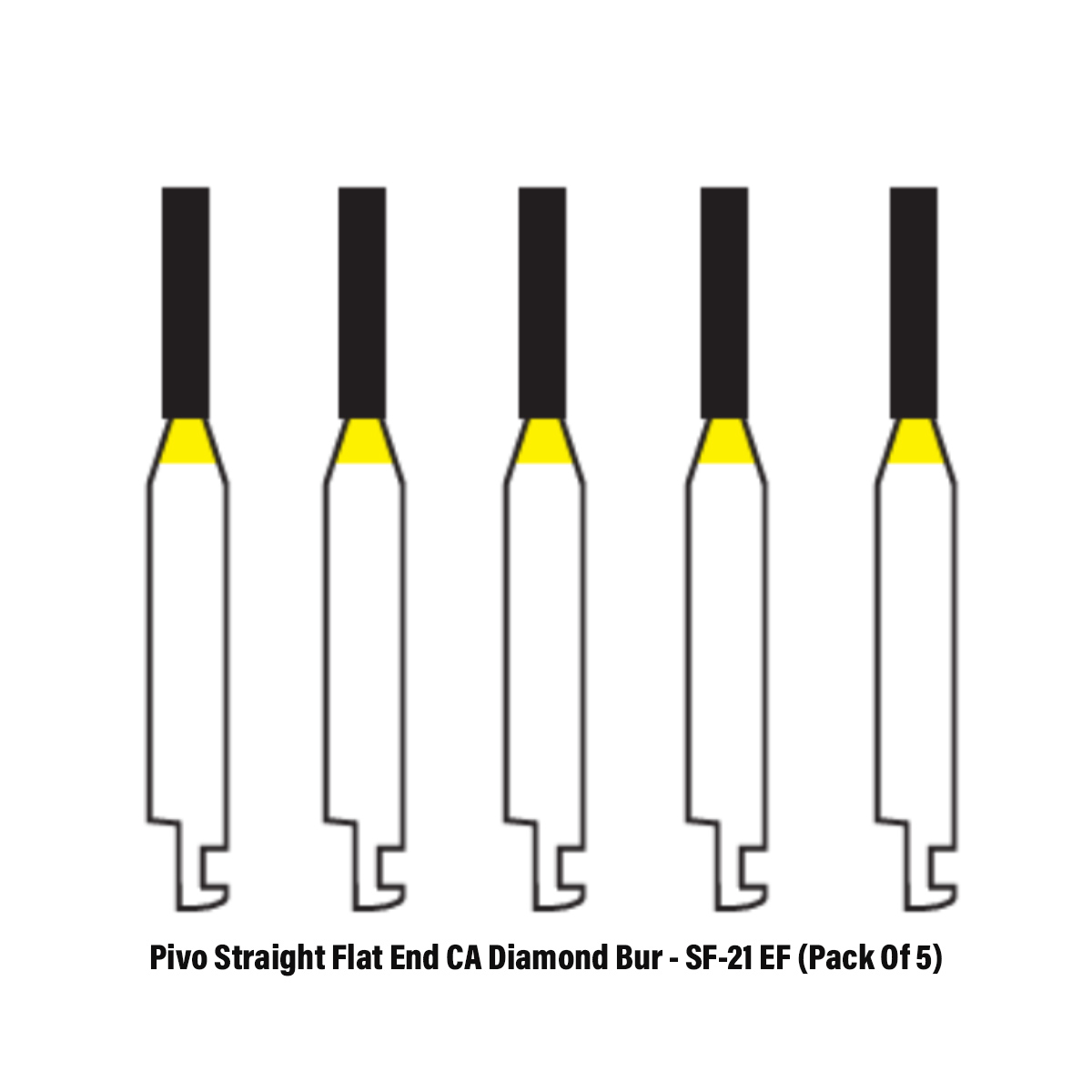 Pivo Straight Flat End Contra-angle Diamond Bur CA - SF-21 EF (Pack Of 5)