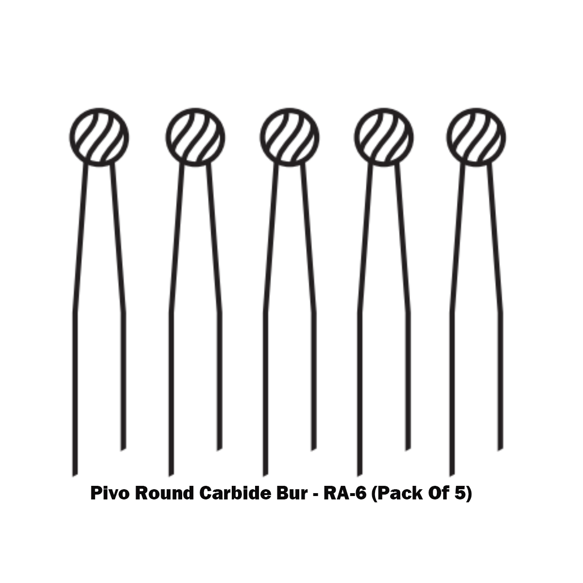 Pivo Round Carbide Contra-angle Burs - RA (Pack Of 5)