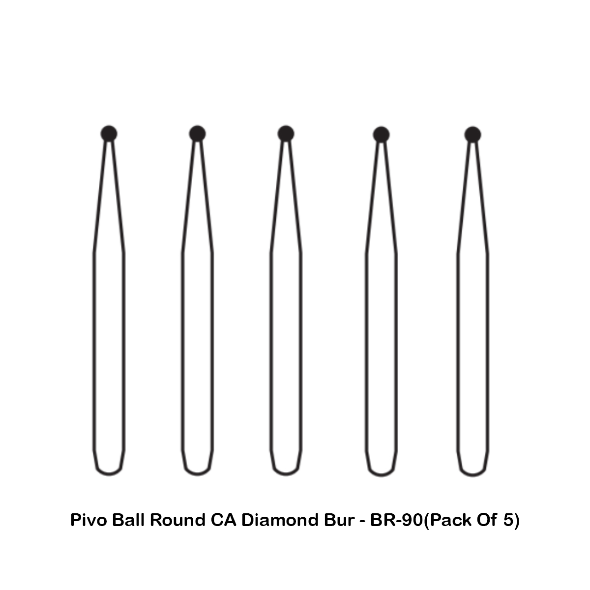 Pivo Ball Round Contra-angle Diamond Bur CA - BR-90(Pack Of 5)