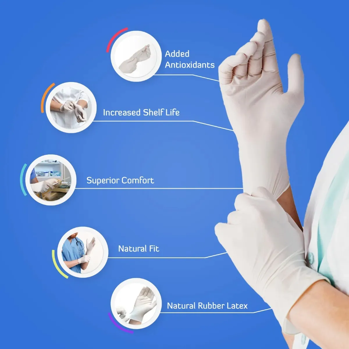 Waldent Latex Examination Gloves - Medium