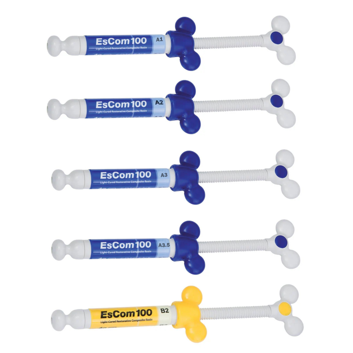 Spident EsCom100 Nanohybrid Composite Resin System Kit - Dental Restorative, Light Cure, VITA Shades A1-B2