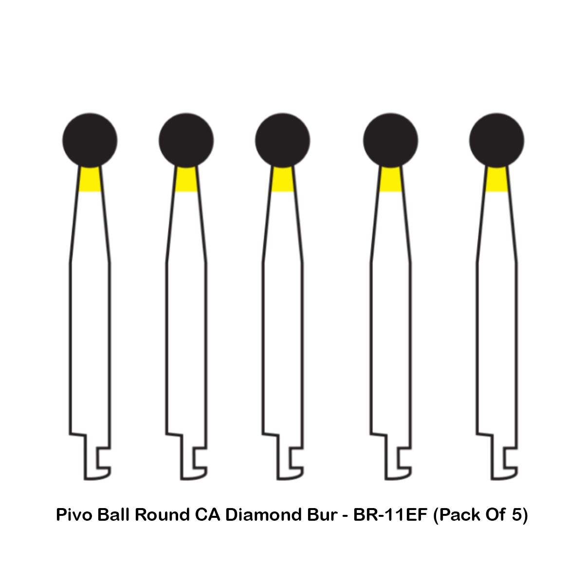 Pivo Ball Round Contra-angle Diamond Bur CA - BR-11EF (Pack Of 5)