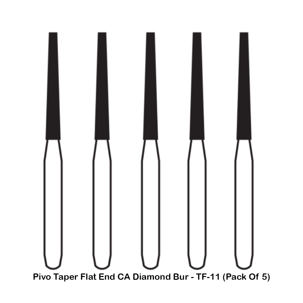 Pivo Taper Flat End Contra-angle Diamond Bur CA - TF-11 (Pack Of 5)