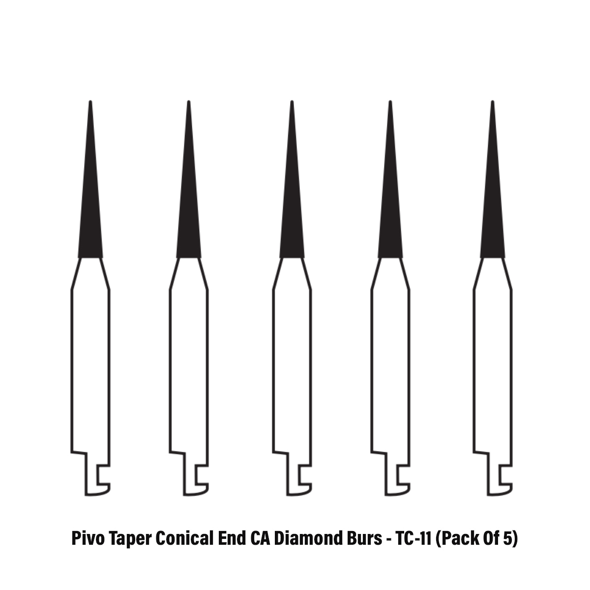 Pivo Taper Conical End Contra-angle Diamond Bur CA - TC-11 (Pack Of 5)