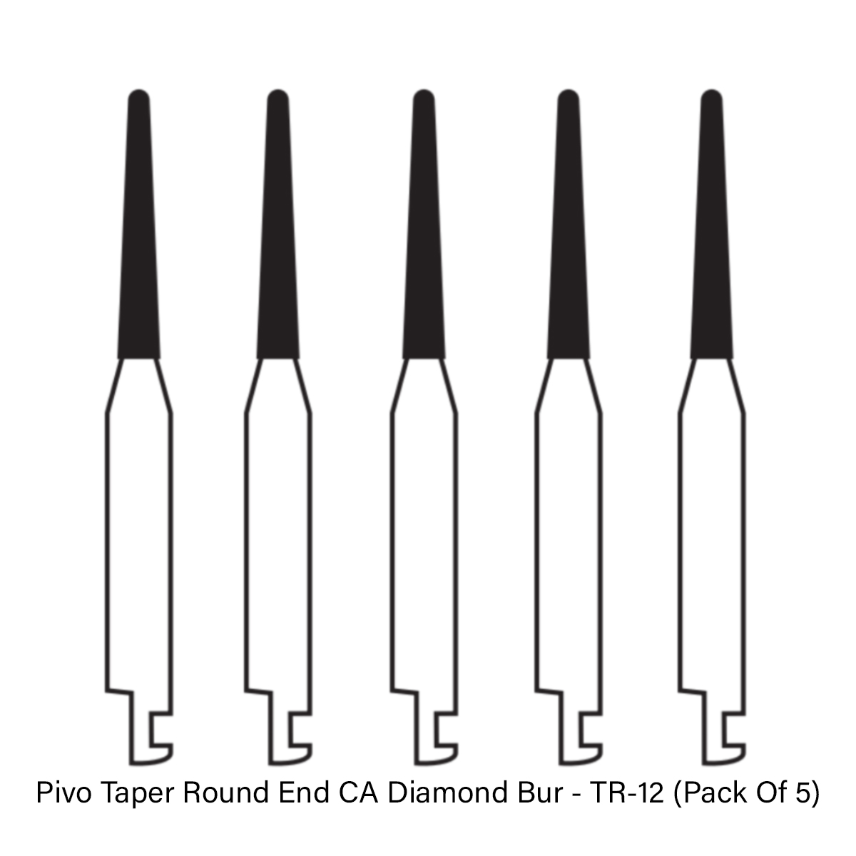 Pivo Taper Round End Contra-angle Diamond Burs CA - TR (Pack Of 5)