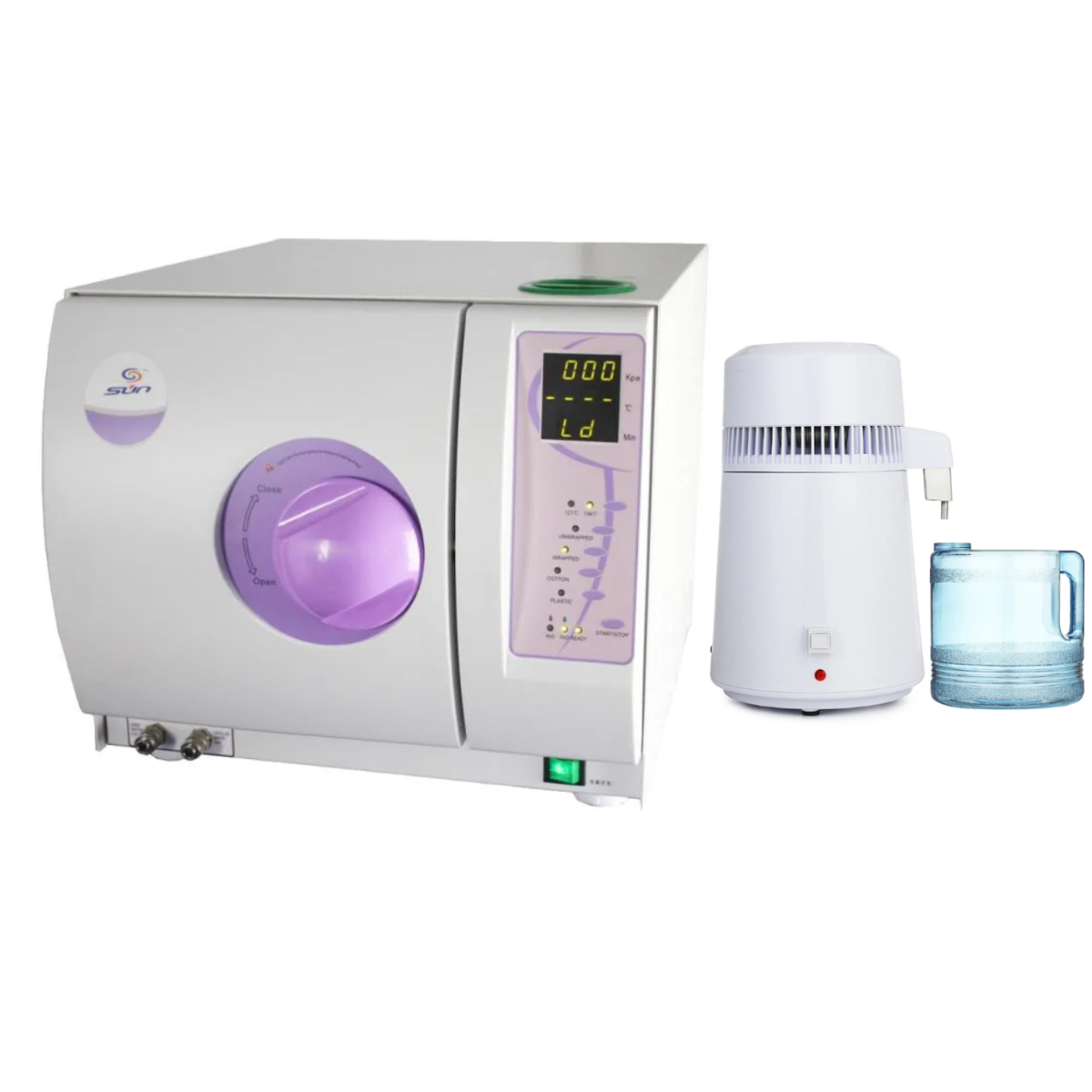 Sun B-Class Autoclave with Printer + Waldent Water Distiller BST-007 Combo
