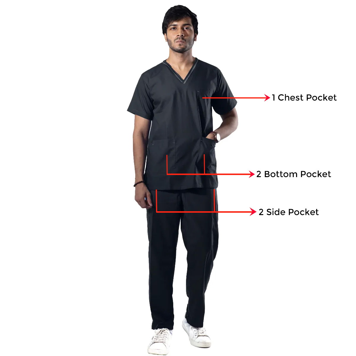 Uniform Craft Designer Scrubs Male - DSDVO1 - Black