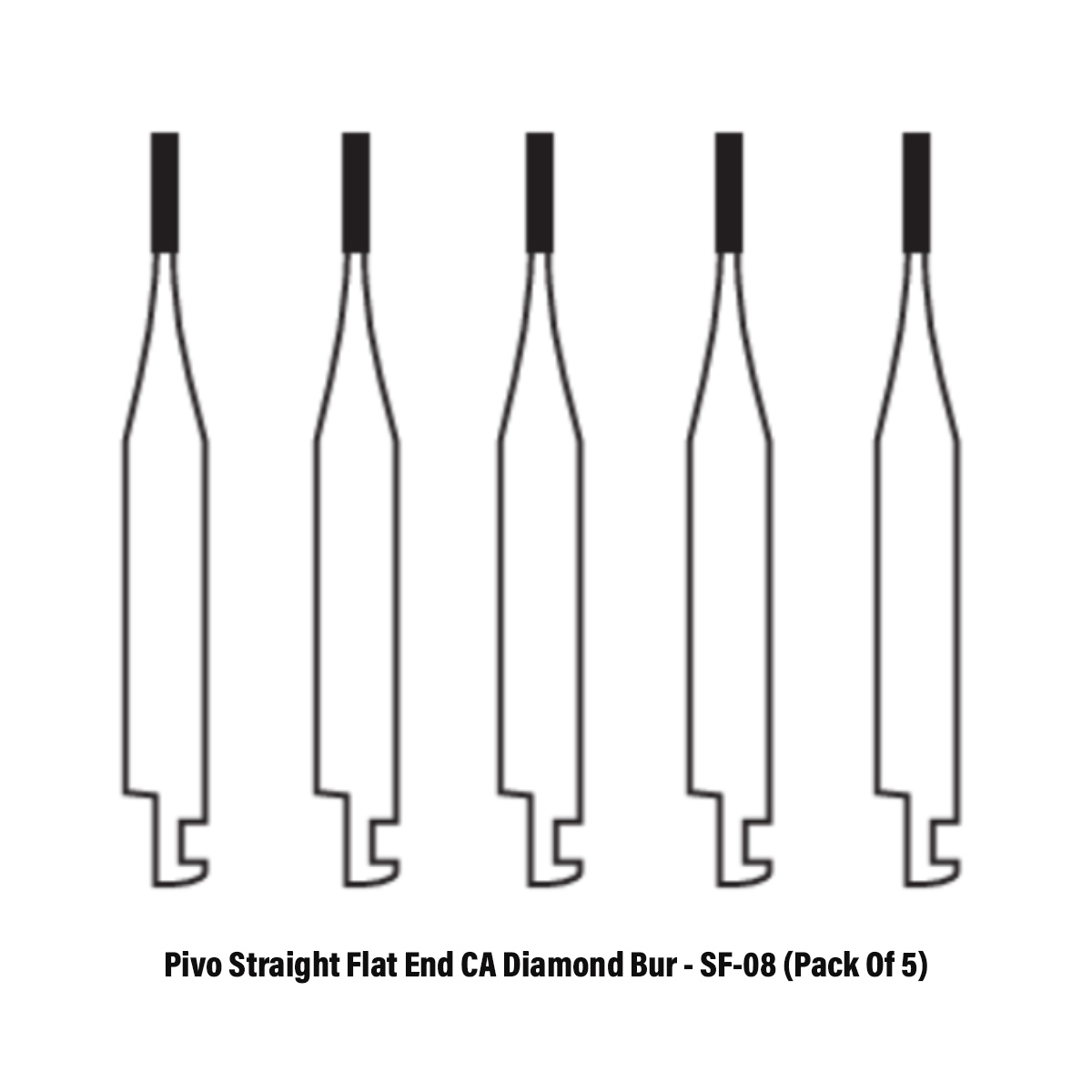 Pivo Straight Flat End Contra-angle Diamond Bur CA - SF-08 (Pack Of 5)