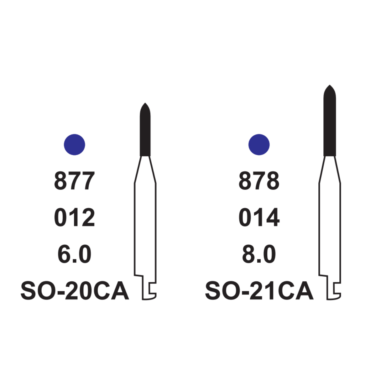 Pivo Straight Ogival End Contra-angle Diamond Burs CA - SO (Pack Of 5)