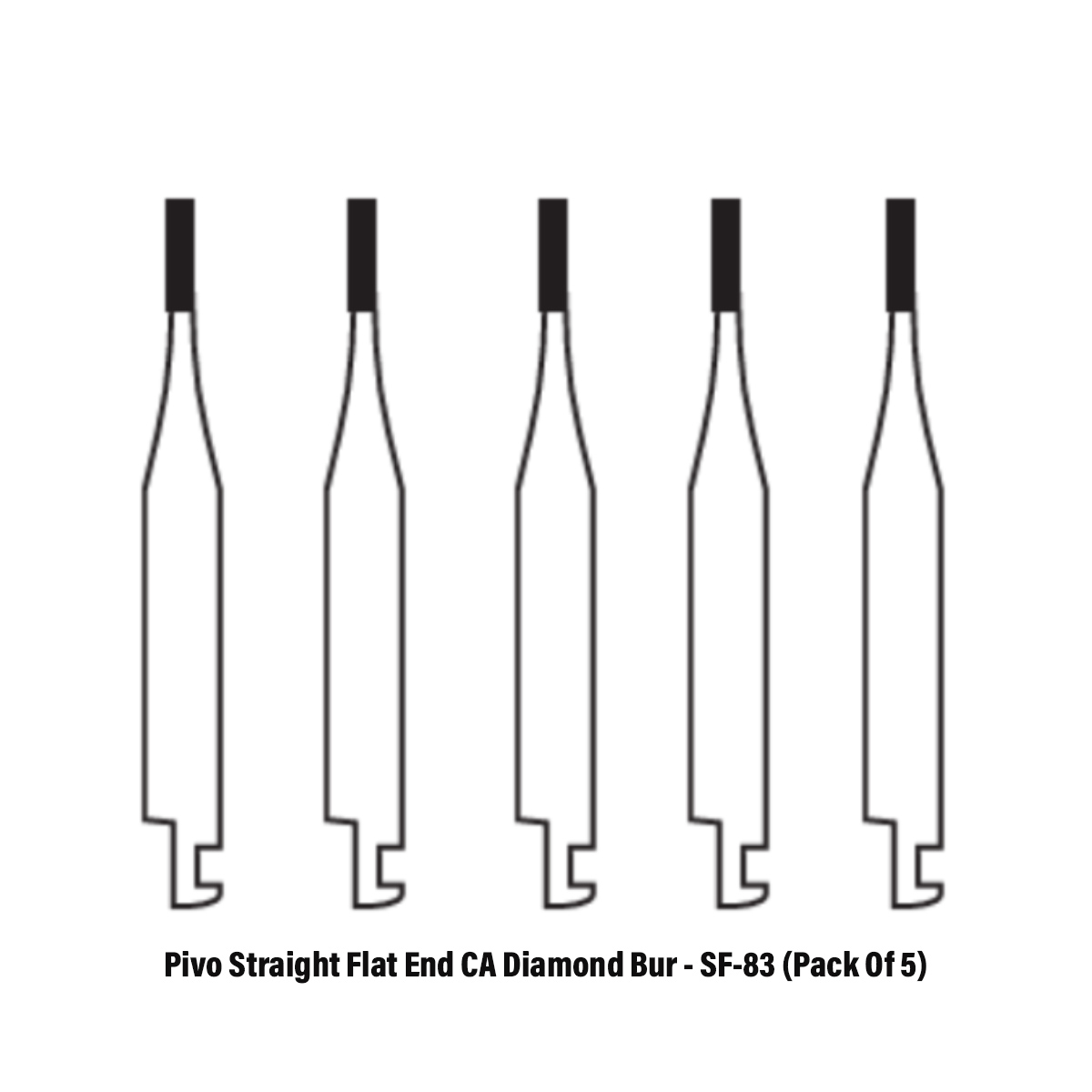 Pivo Straight Flat End Contra-angle Diamond Burs CA - SF (Pack Of 5)