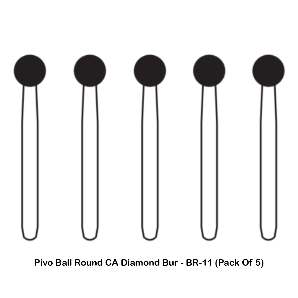 Pivo Ball Round Contra-angle Diamond Bur CA - BR-11 (Pack Of 5)