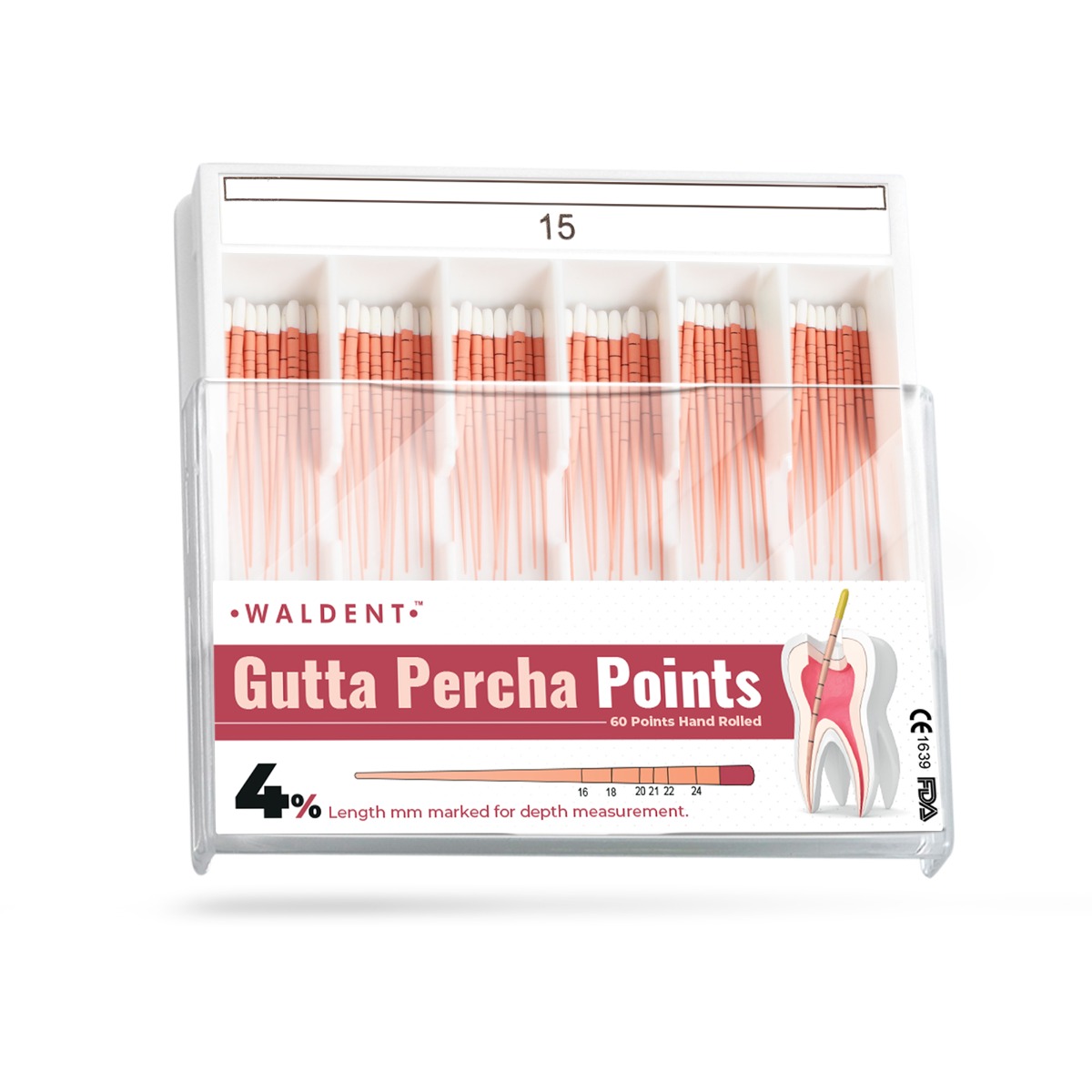 Waldent Gutta Percha Points 4% (Length Marked) #15