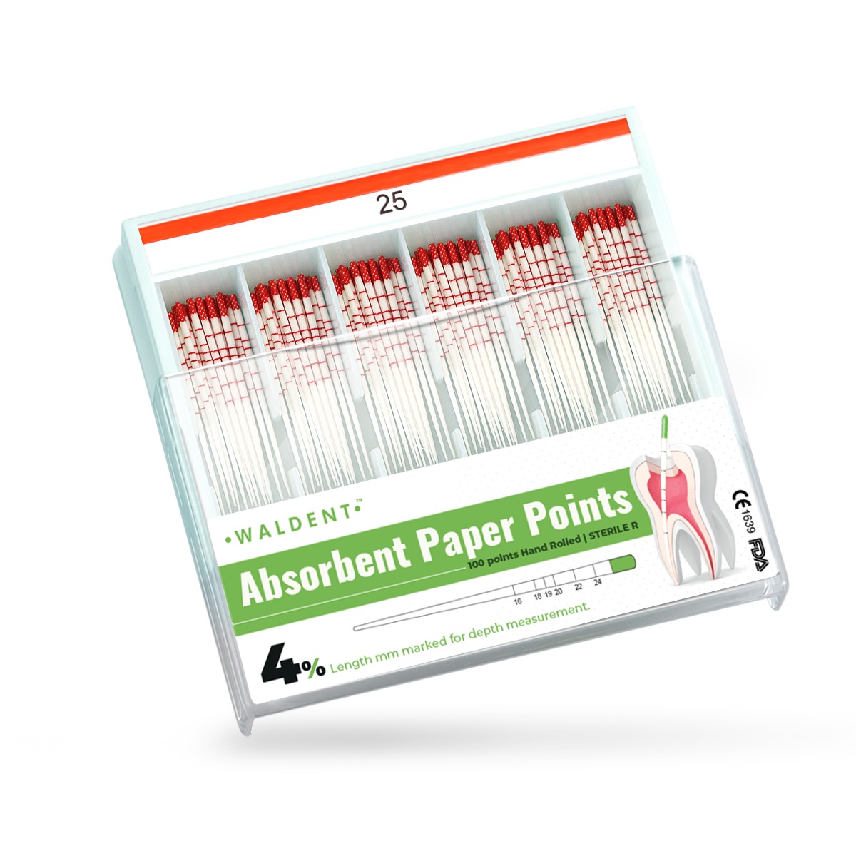 Waldent Paper Points 4% (Length Marked) #25