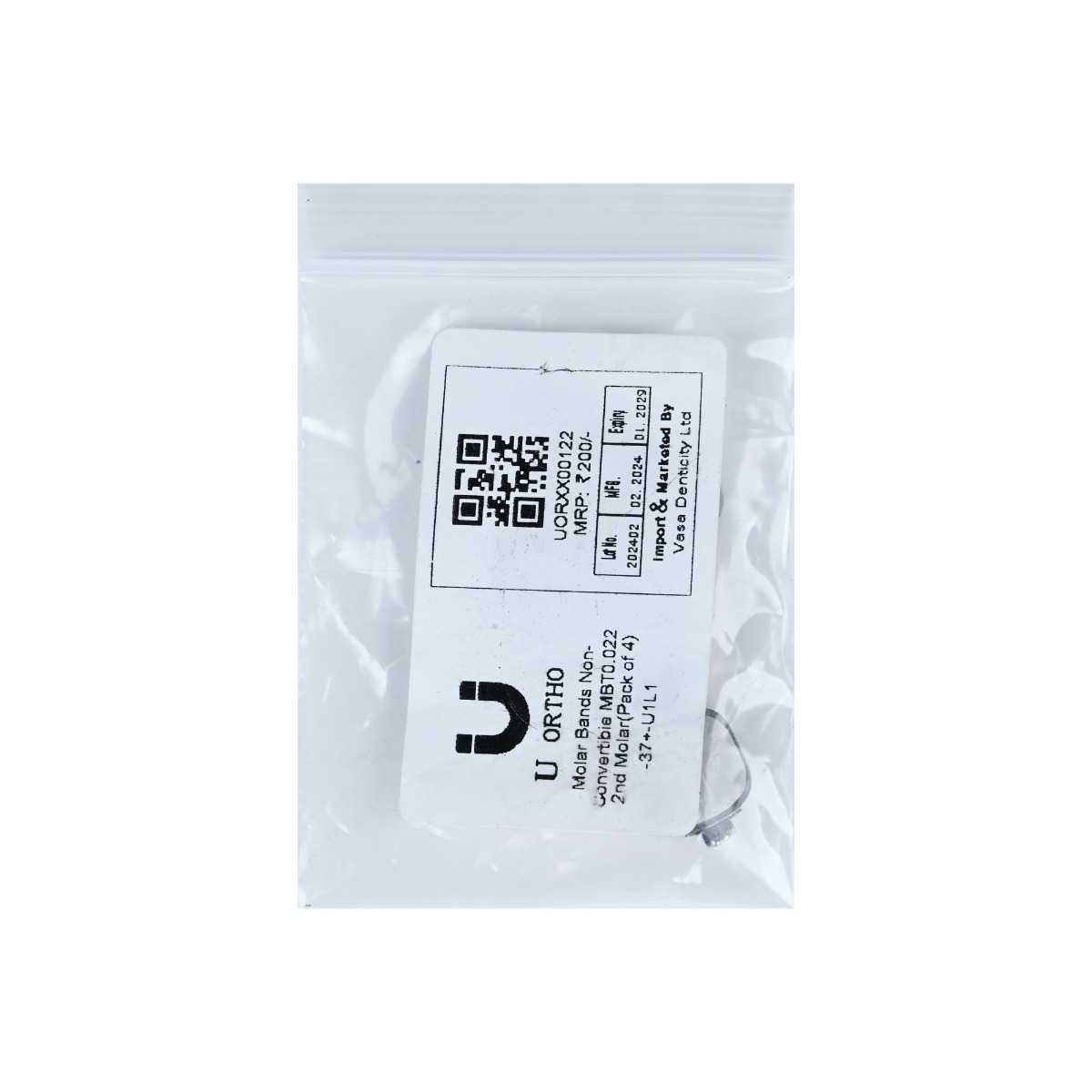 U Ortho Molar Bands Non-Convertible Mbt 0.022 2nd Molar (Pack of 4)