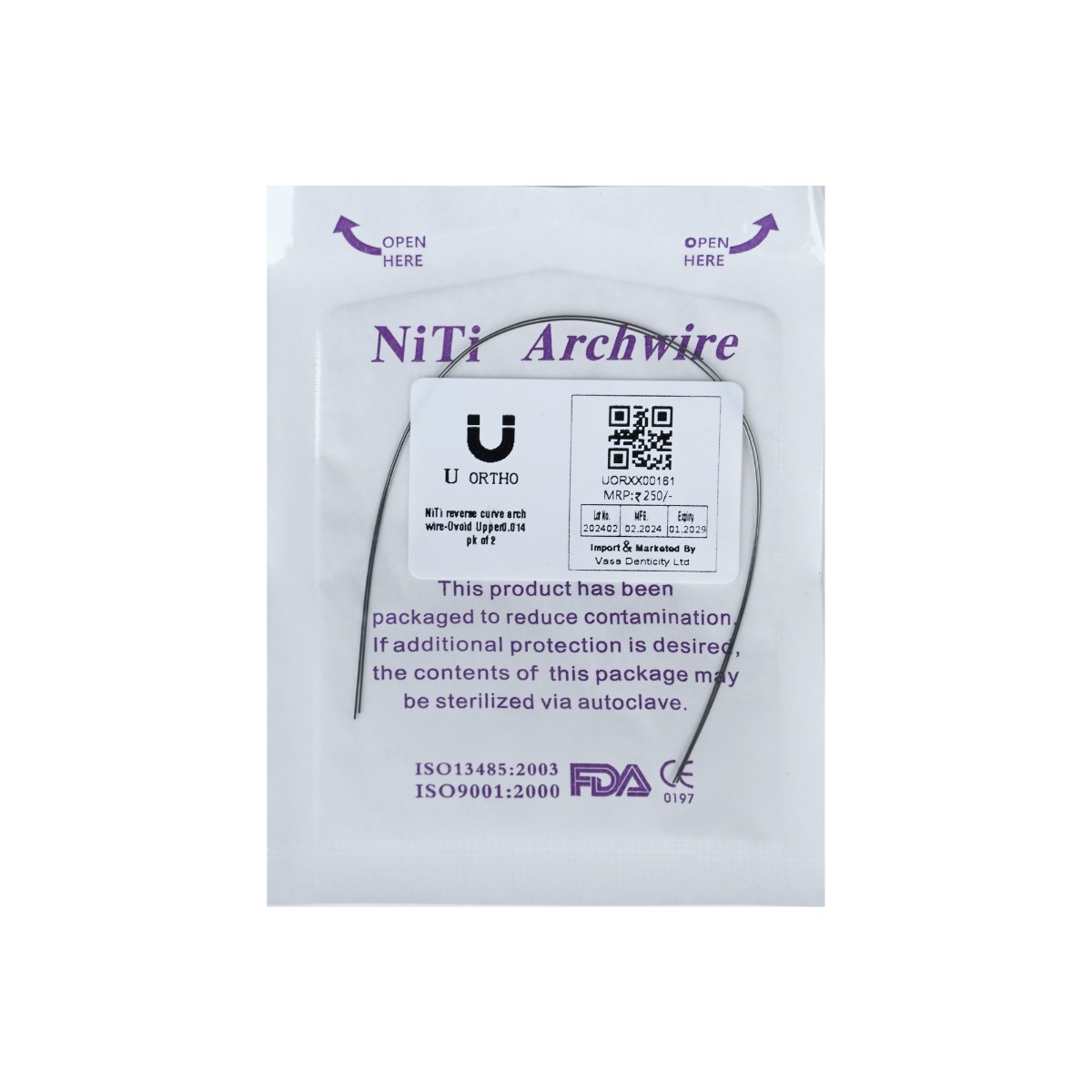 U ortho Niti Reverse Curve Arch Wire-Ovoid