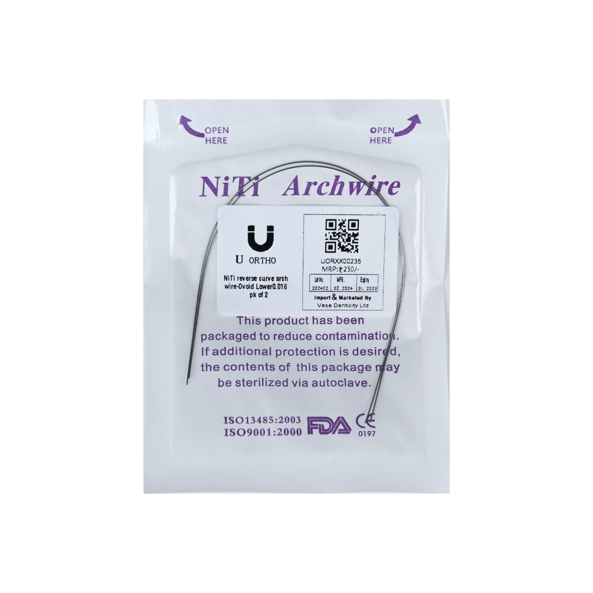 U ortho Niti Reverse Curve Arch Wire-Ovoid