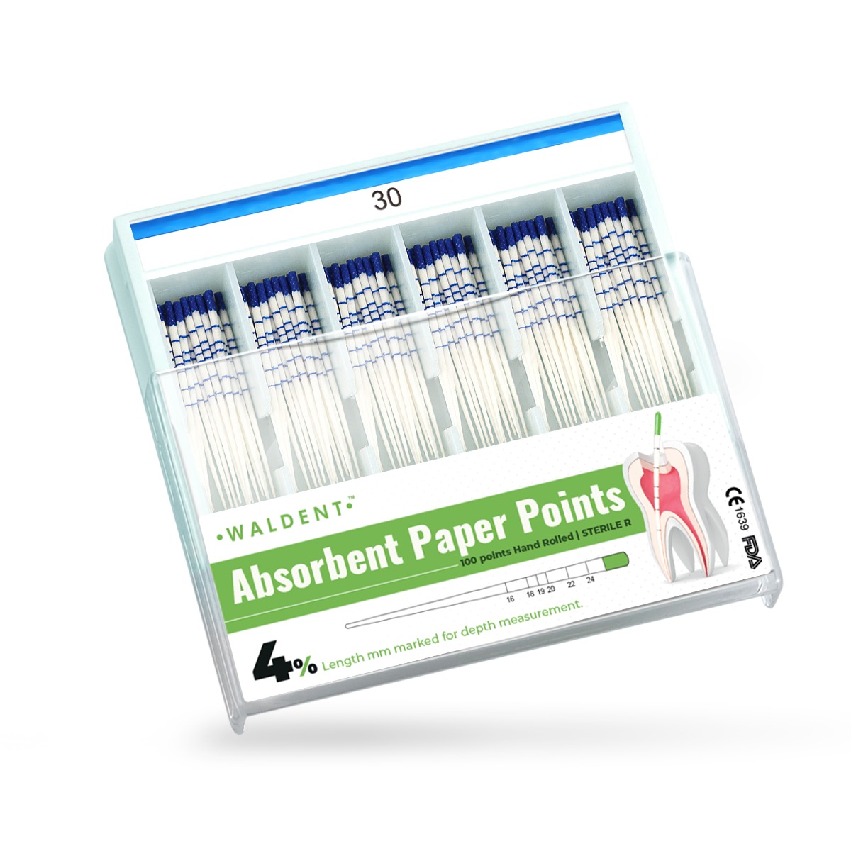 Waldent Paper Points 4% (Length Marked) #30