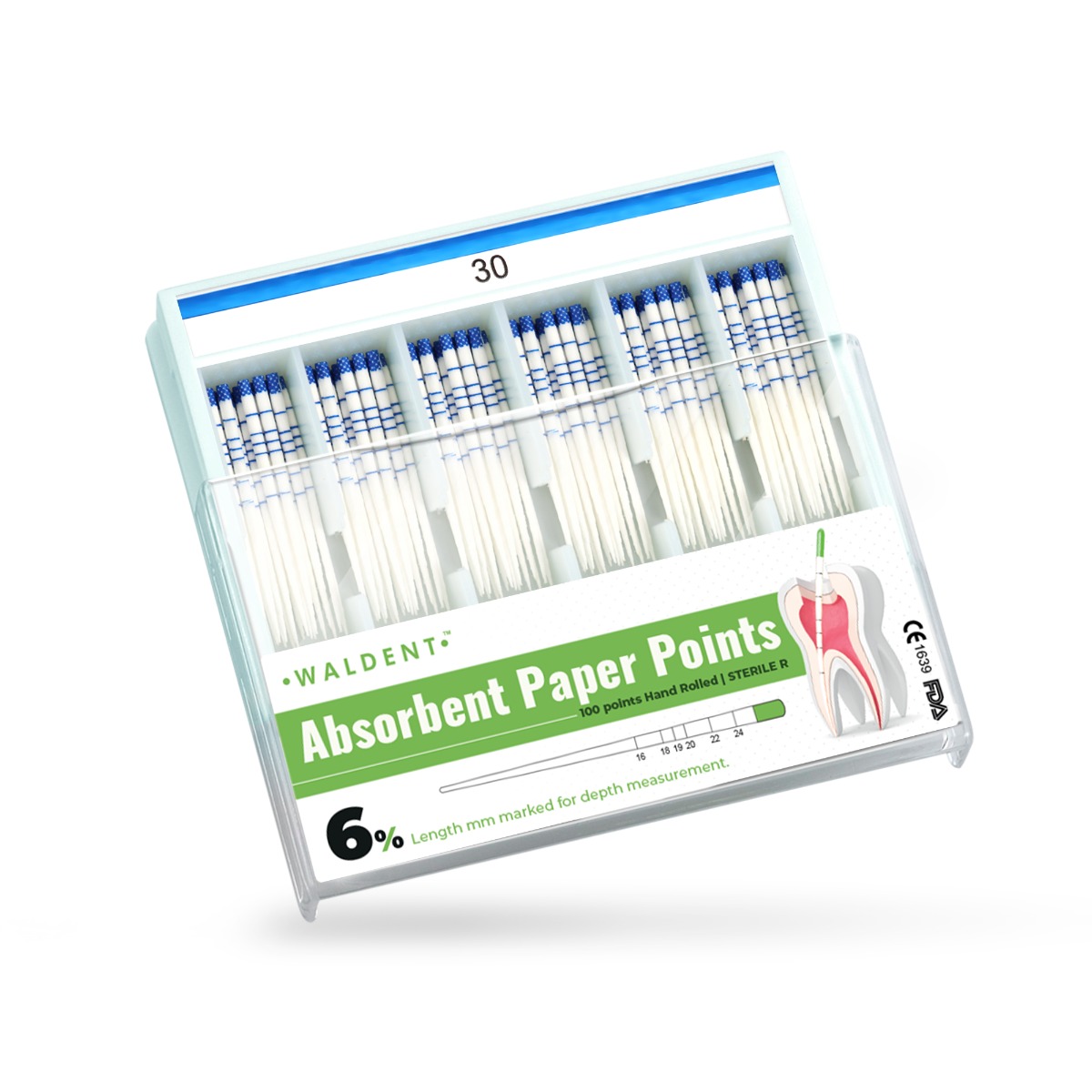 Waldent Paper Points 6% (Length Marked) #30