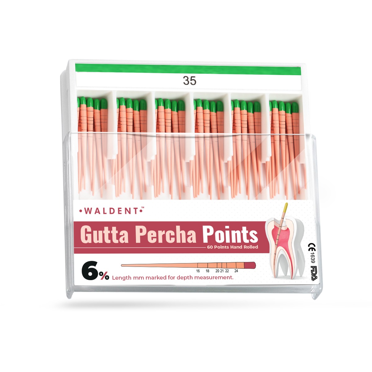 Waldent Gutta Percha Points 6% (Length Marked) #35