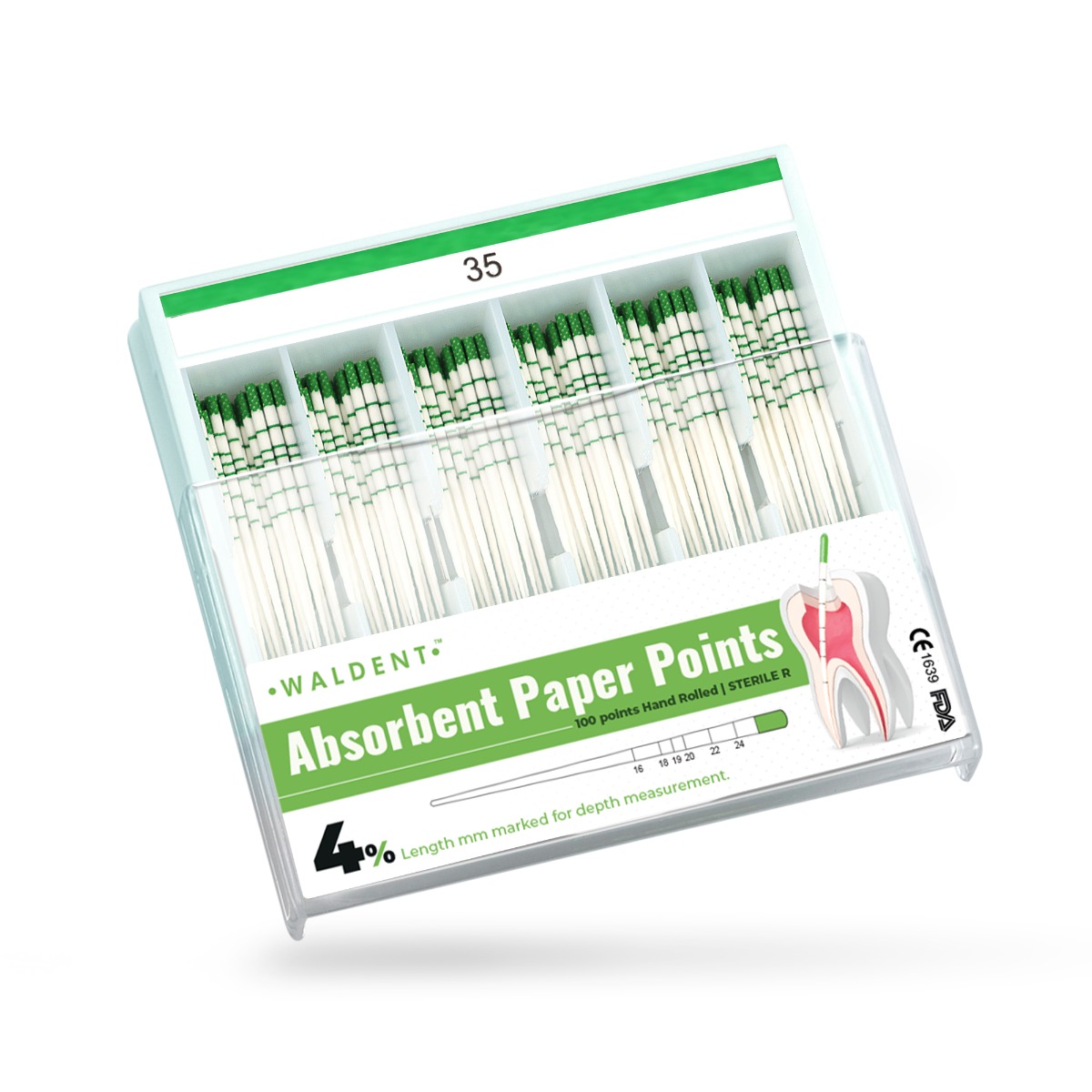 Waldent Paper Points 4% (Length Marked) #35