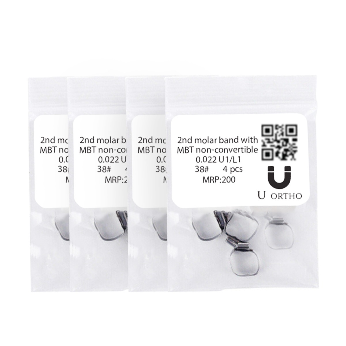 U Ortho Molar Bands Non-Convertible Mbt 0.022 2nd Molar (Pack of 4) -38+-U1L1