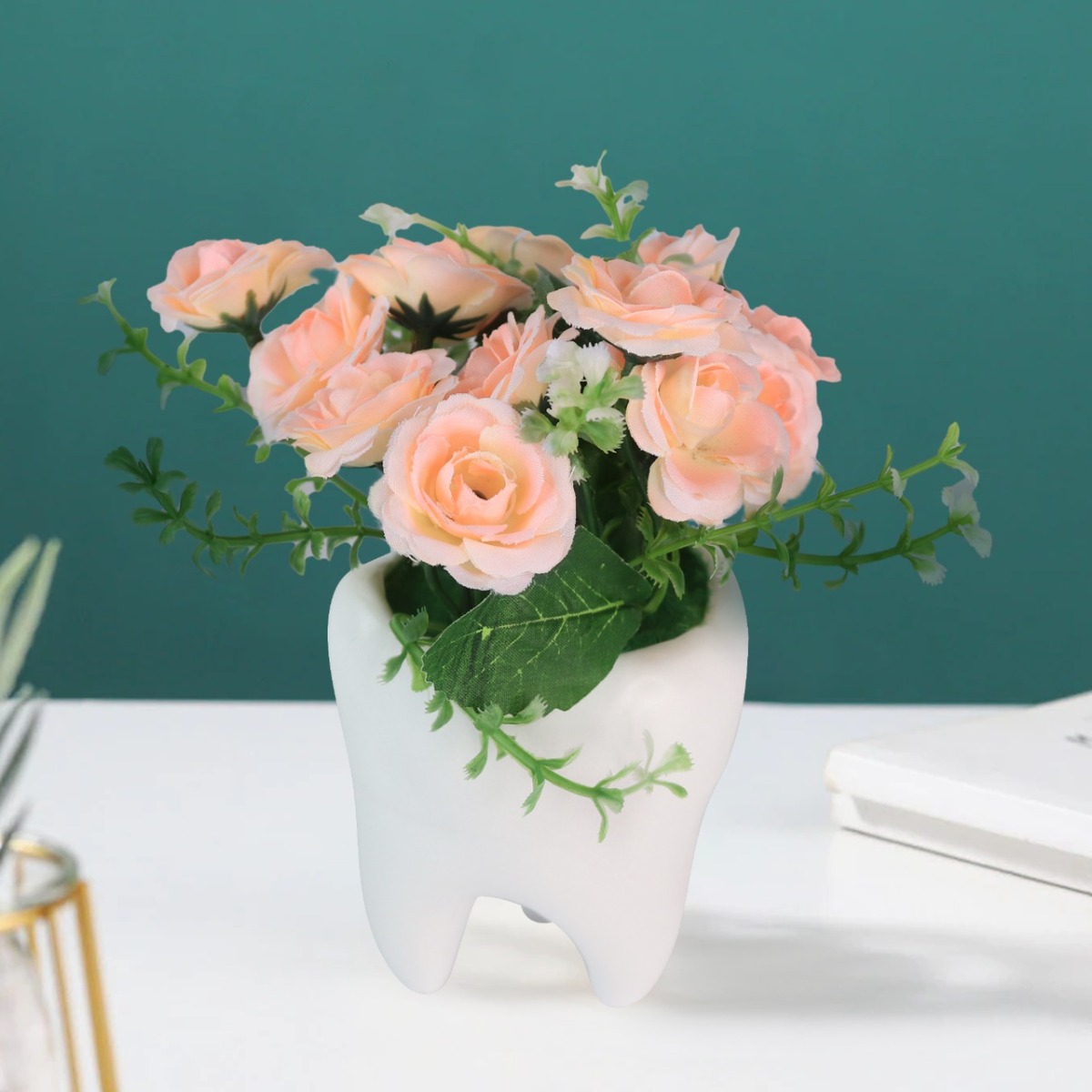 iDENTical Tooth shaped Flower Pot - MD-118 White