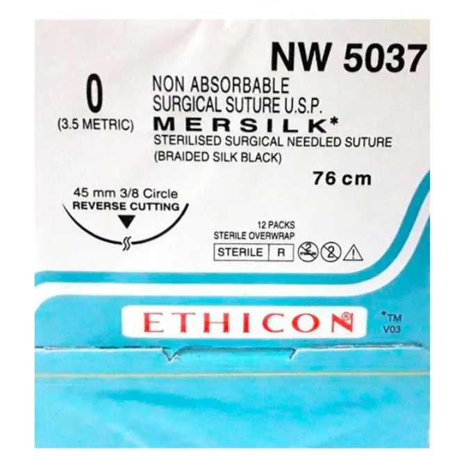 Ethicon Mersilk #0 Black Braided Suture2 - 76Cm (Nw5037P) Pack Of 12 