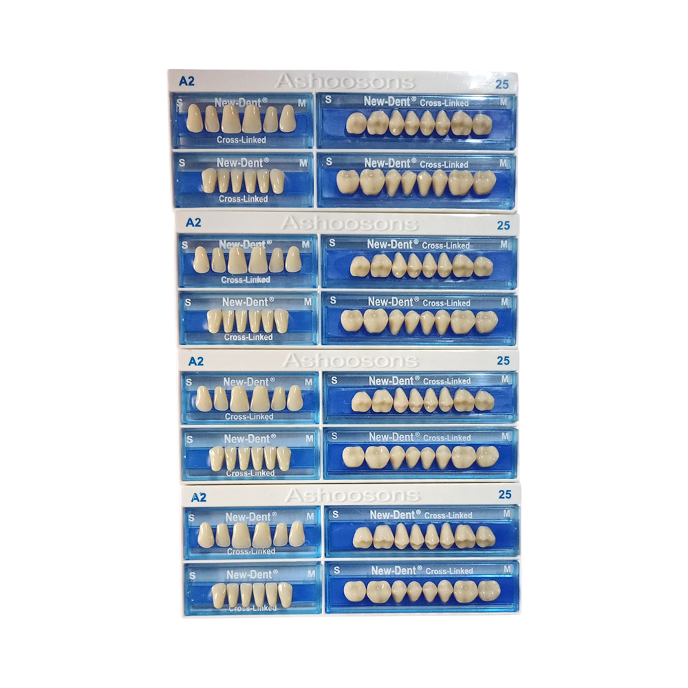 API Acrylic Teeth Sets - NewDent S25-A2 (Pack of 4 Sets)