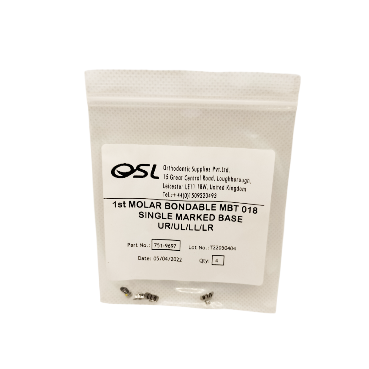 OSL 1st Molar Bondable Buccal Tubes MBT 0.018 (Pack Of 4)