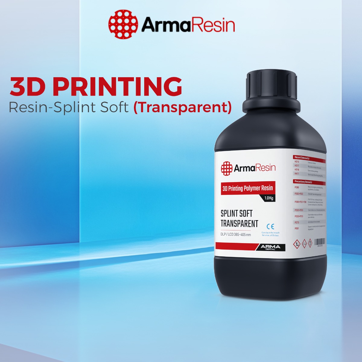 Arma Dental 3D Printing Resin - Splint Soft (1 KG) - Transparent