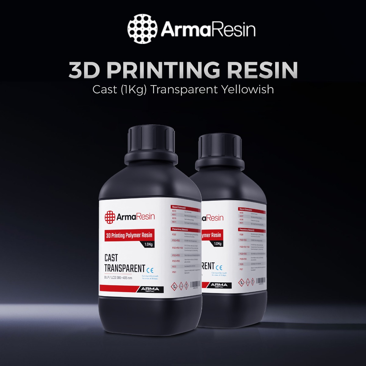 Arma Dental 3D Printing Resin - Cast (1 KG) - Transparent Yellowish (Short Expiry 05-2026)