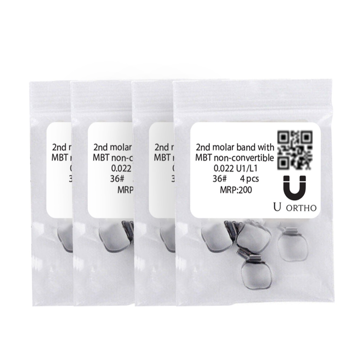 U Ortho Molar Bands Non-Convertible Mbt 0.022 2nd Molar (Pack of 4) -36-U1L1