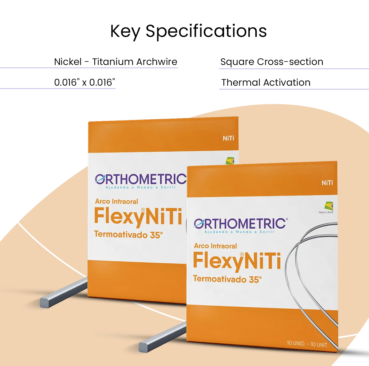 OrthoMetric Flexy NiTi Thermal 35ºC Archwire - Square (10/Pk)