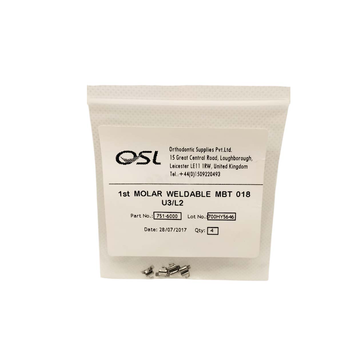 OSL 1st Molar Weldable Buccal Tubes MBT 0.018 (Pack Of 4)