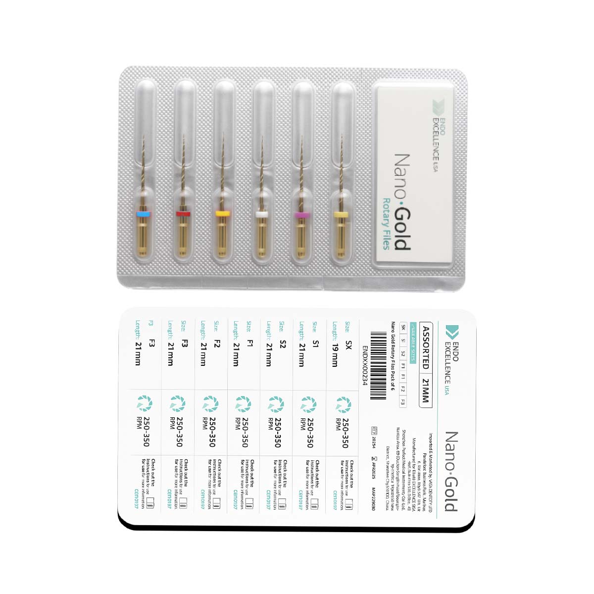 Dentsply Protaper Gold Rotary Files - Assorted Lengths 21/25/31mm, Endodontic