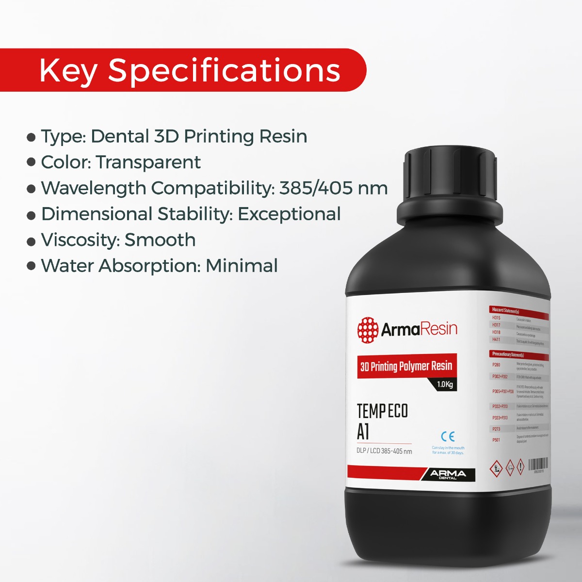 Arma Dental 3D Printing Resin - Temp Eco (1 KG)