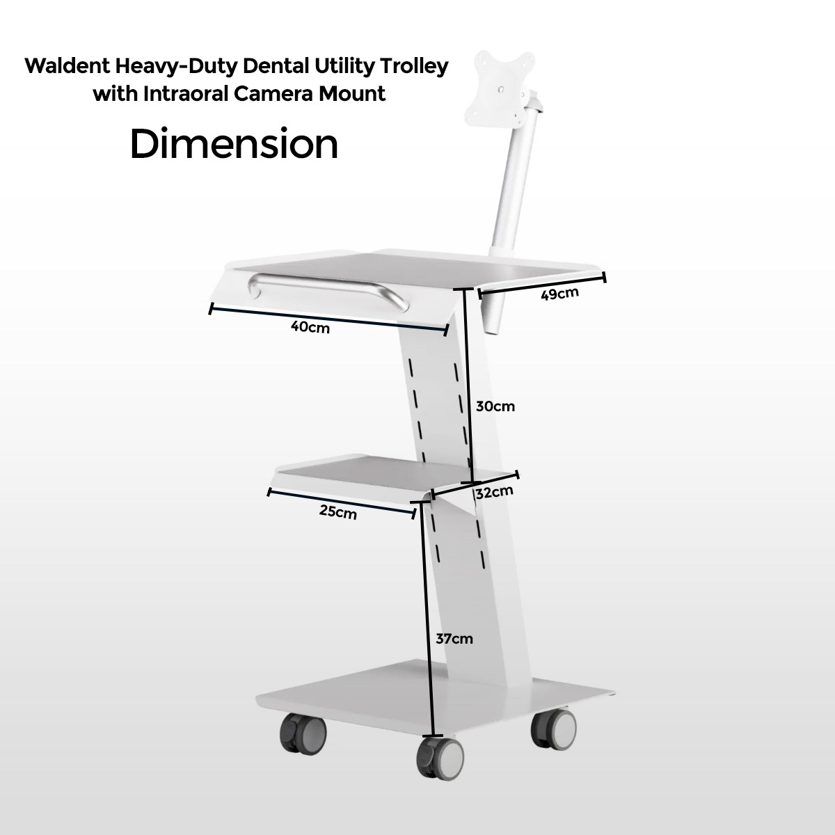 Waldent Heavy-Duty Dental Utility Trolley For Intraoral Camera