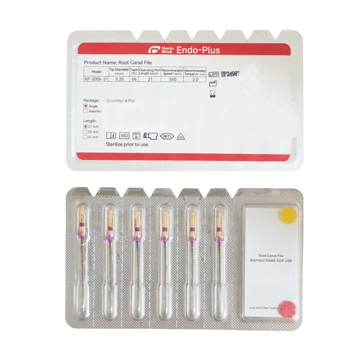 Woodpecker Endo Plus Gold Rotary File 21mm (W3 - Path 12/.vt)