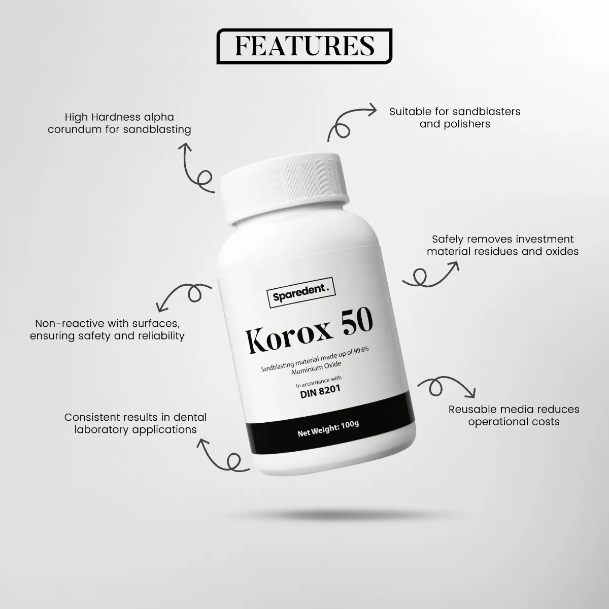 Sparedent Korox 50 Powder for Dental Sandblaster/Polisher