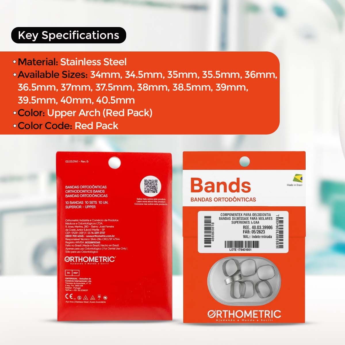 OrthoMetric Plain Ortho Bands Upper (Pack of 10)