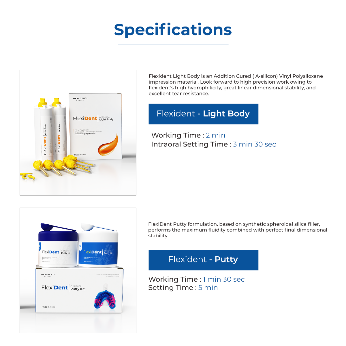 Waldent Flexident A-Silicone Soft Putty kit       